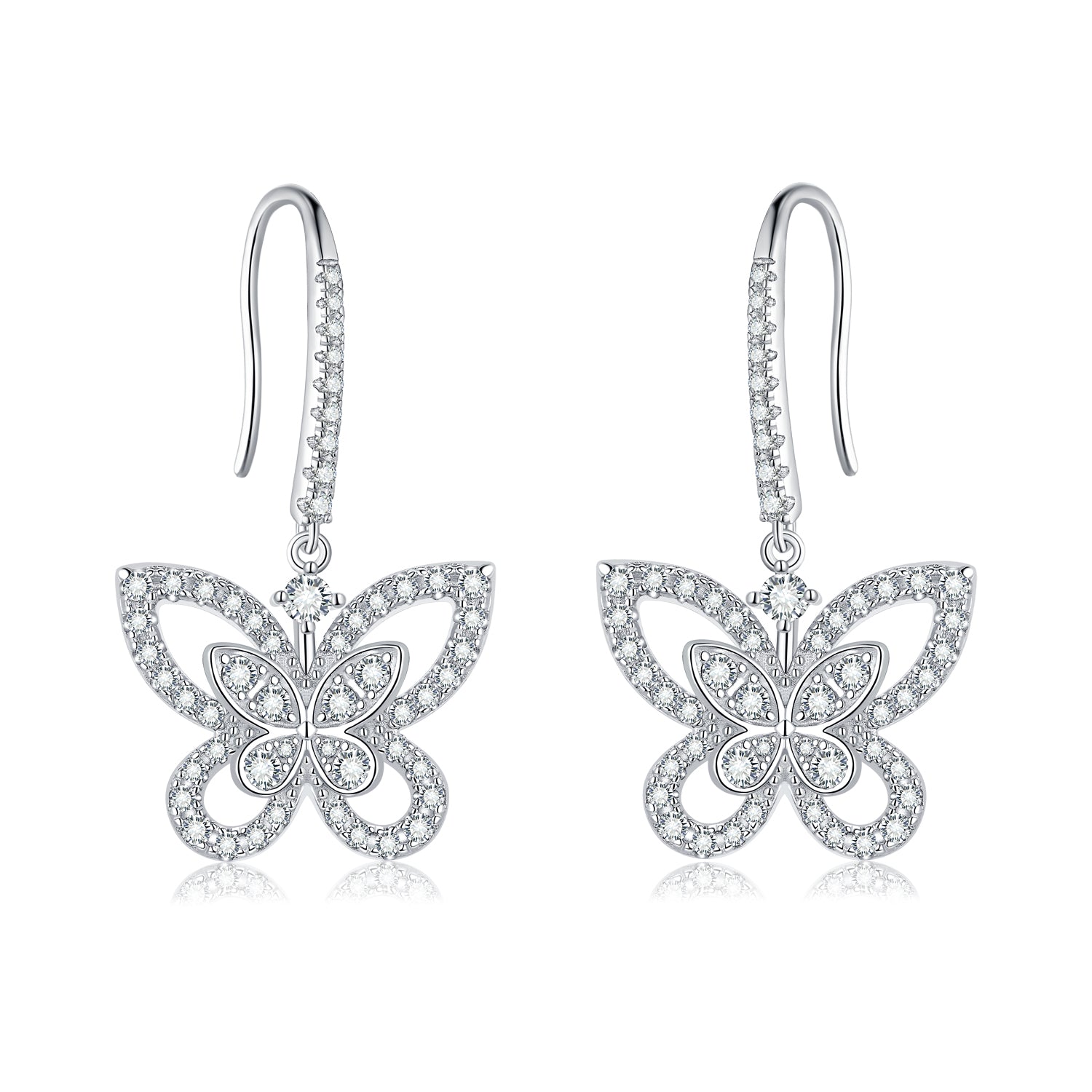 S925 Silver Moissanite Diamond Butterfly ear hook Earrings EM4032O