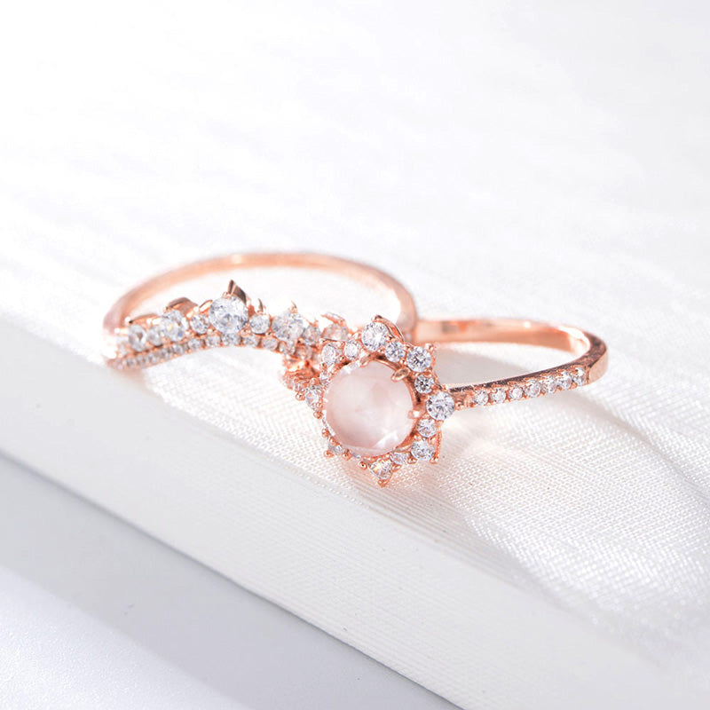 Rose Quartz Ring Set