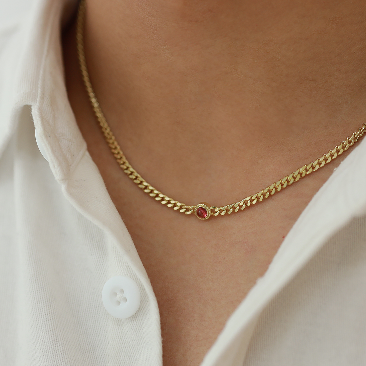 Garnet Chunky Curb Chain