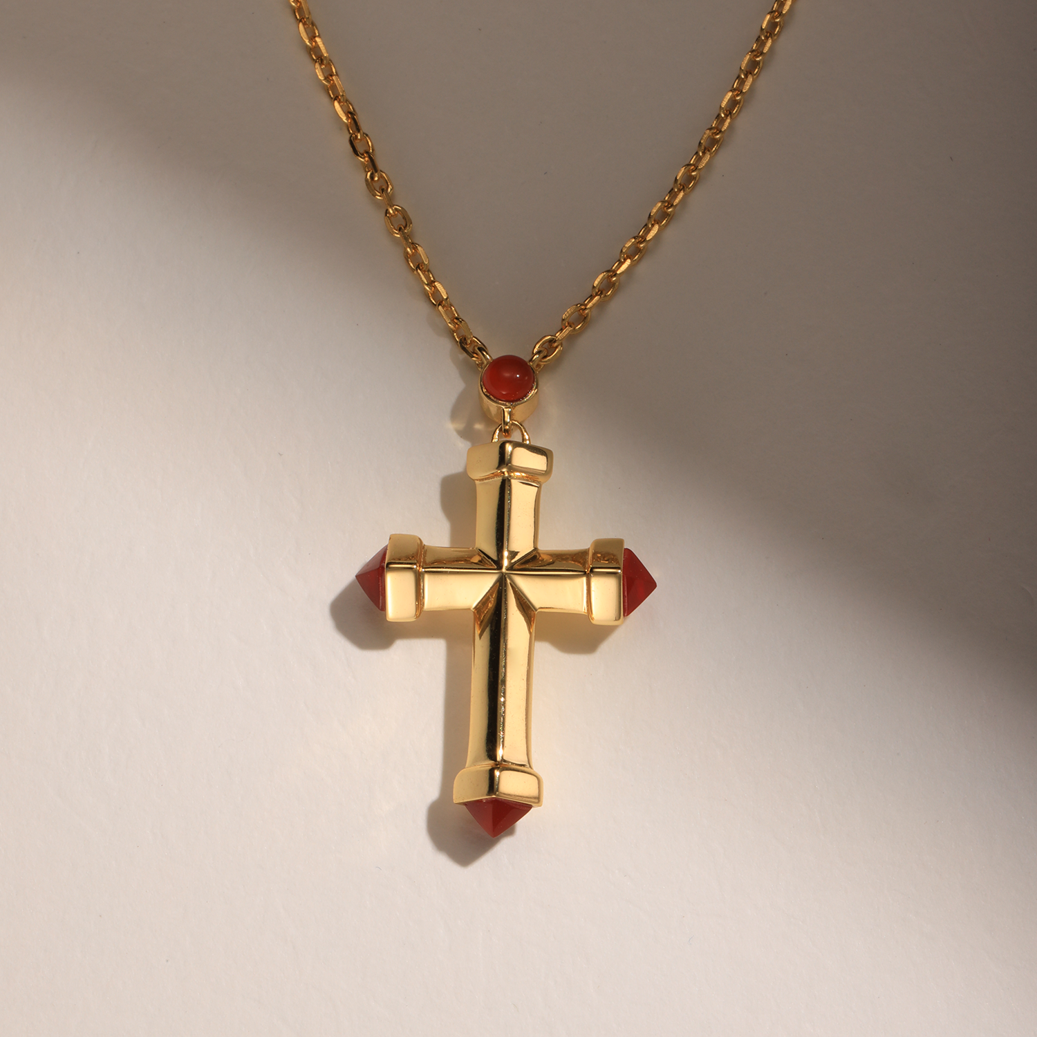 Garnet Cross Necklace