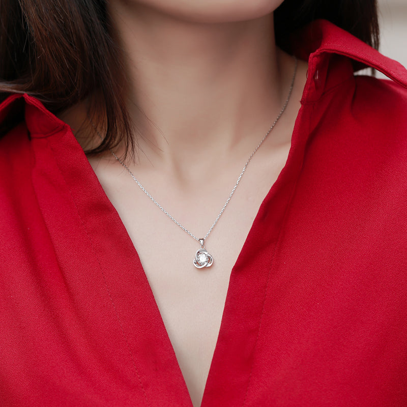 Adjustable Moissanite Clover Necklace Necklaces P10672-6.5