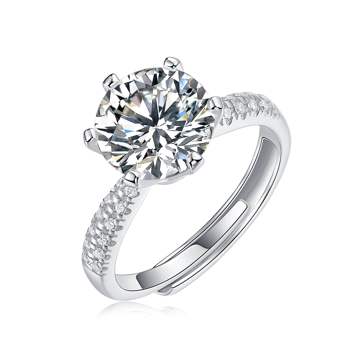 Adjustable Moissanite edge drill six claws Rings R12670-9.0
