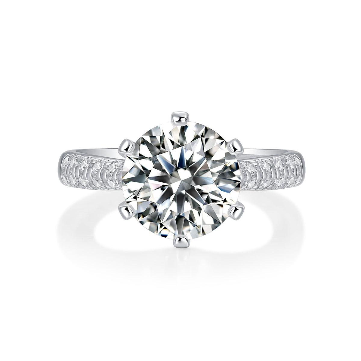 Adjustable Moissanite edge drill six claws Rings R12670-9.0