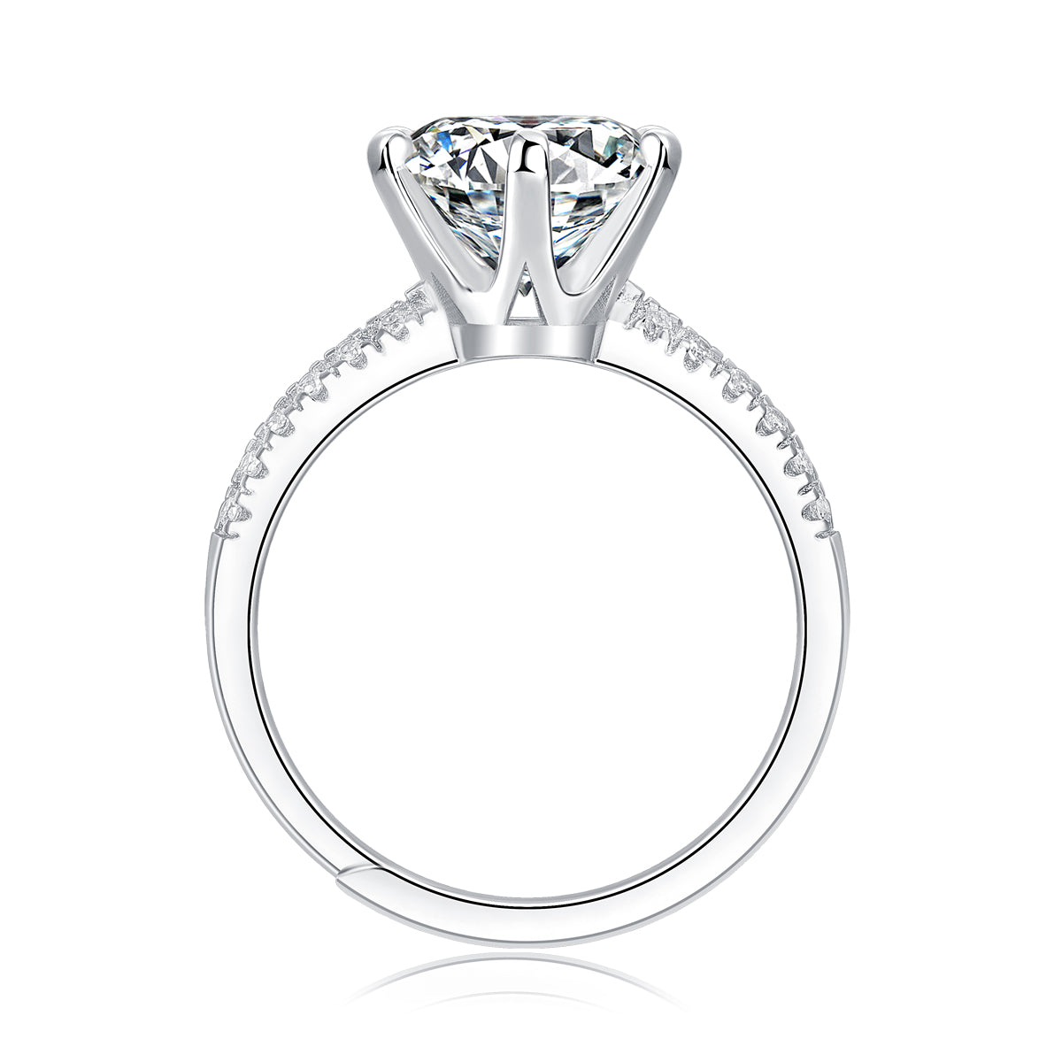 Adjustable Moissanite edge drill six claws Rings R12670-9.0
