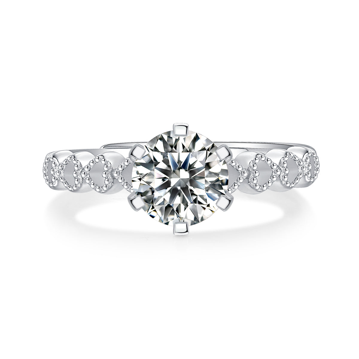 Adjustable Moissanite Heart to heart Rings R12359-6.5(BUY 1 GET 1 Present )