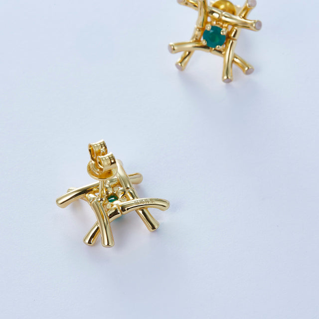 Green Onyx Bamboo Studs