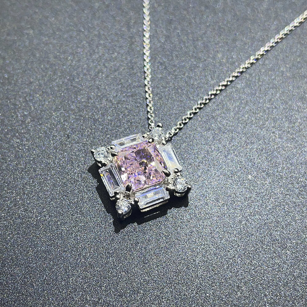 S925 Silver Pink Necklace ZHFP0591F