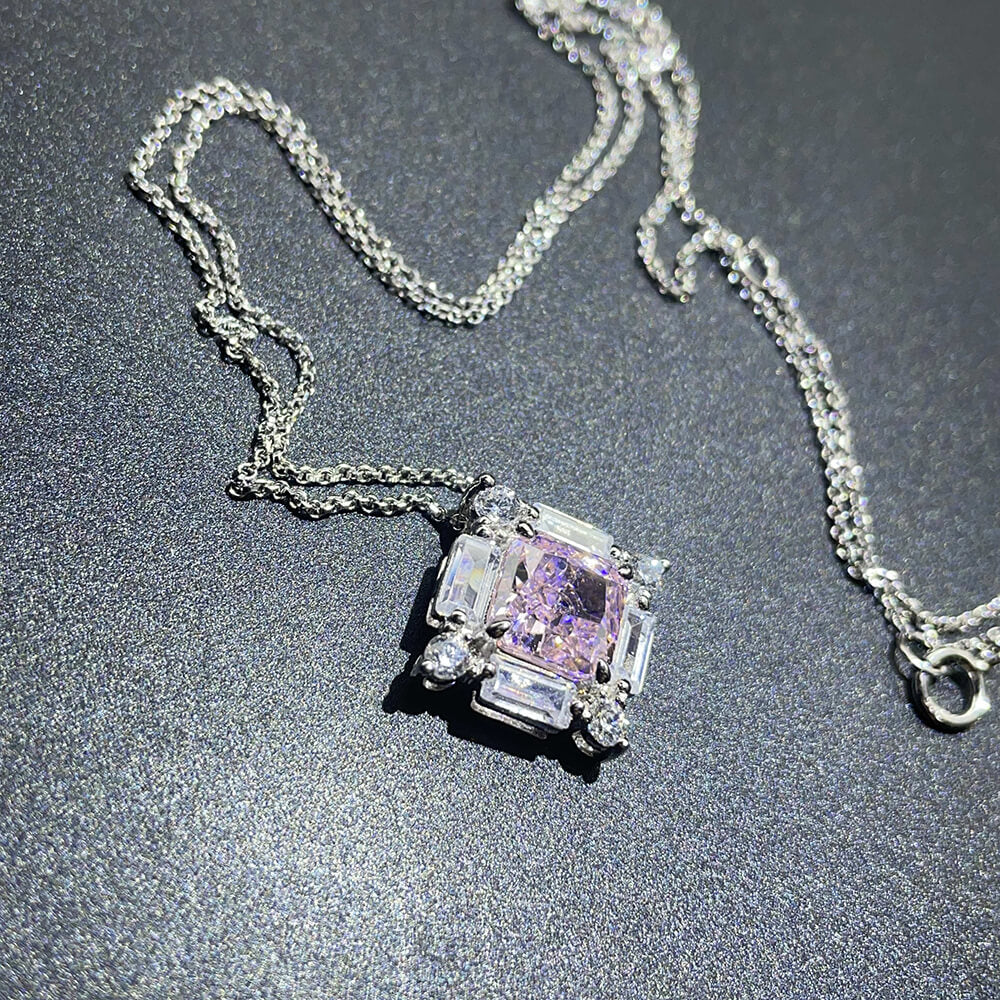 S925 Silver Pink Necklace ZHFP0591F