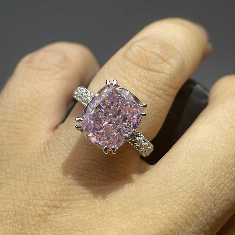 925 Silver Cubic Zirconia Pink Ring ZHFR0217F