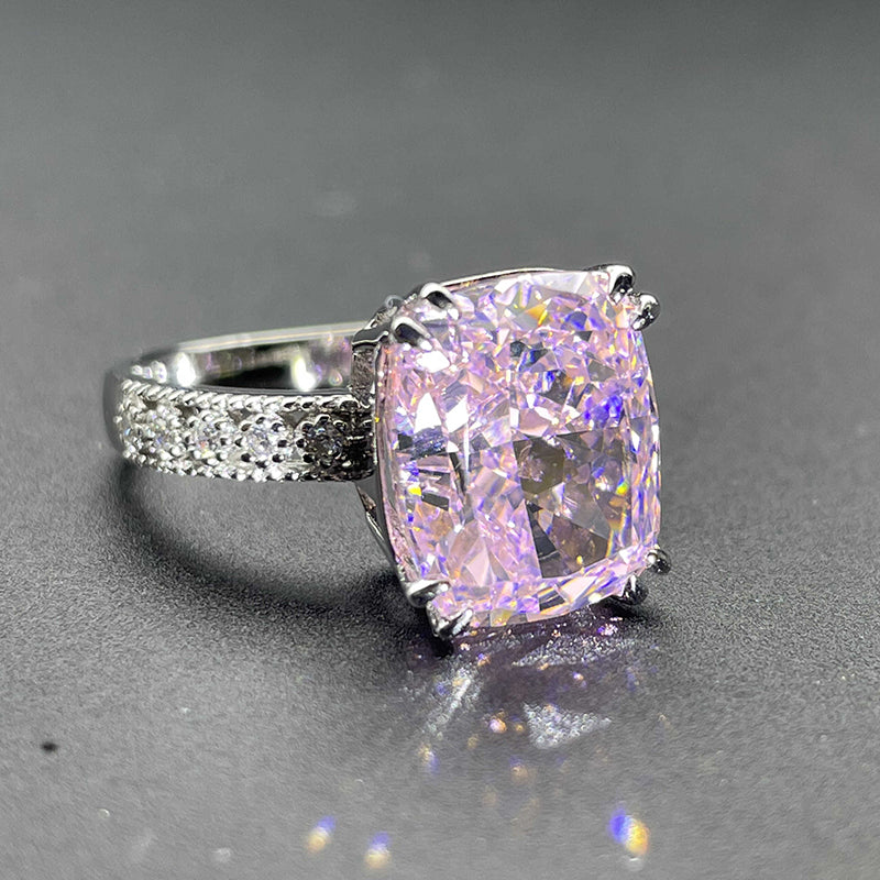 925 Silver Cubic Zirconia Pink Ring ZHFR0217F