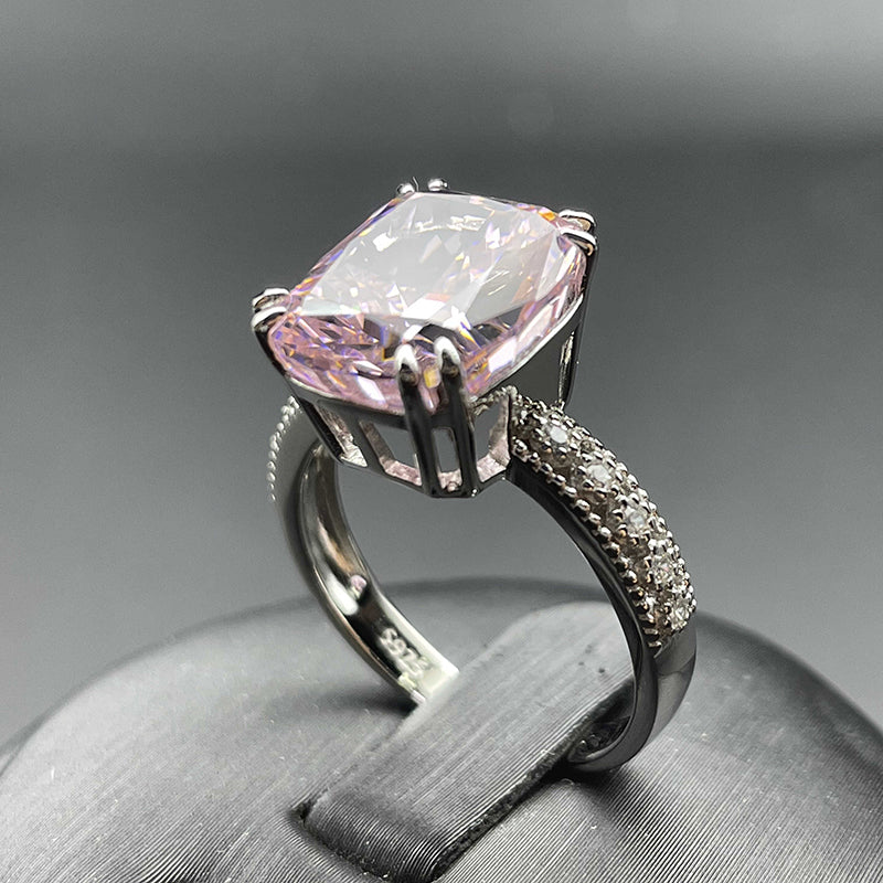 925 Silver Cubic Zirconia Pink Ring ZHFR0217F