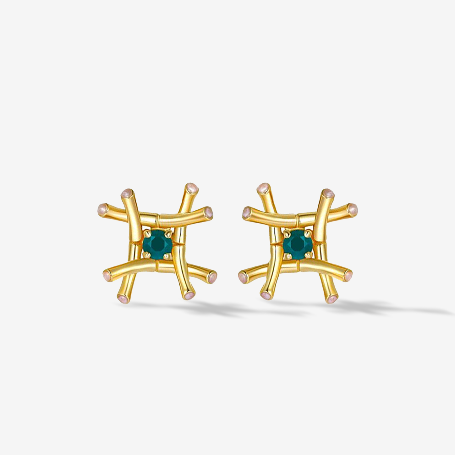 Green Onyx Bamboo Studs