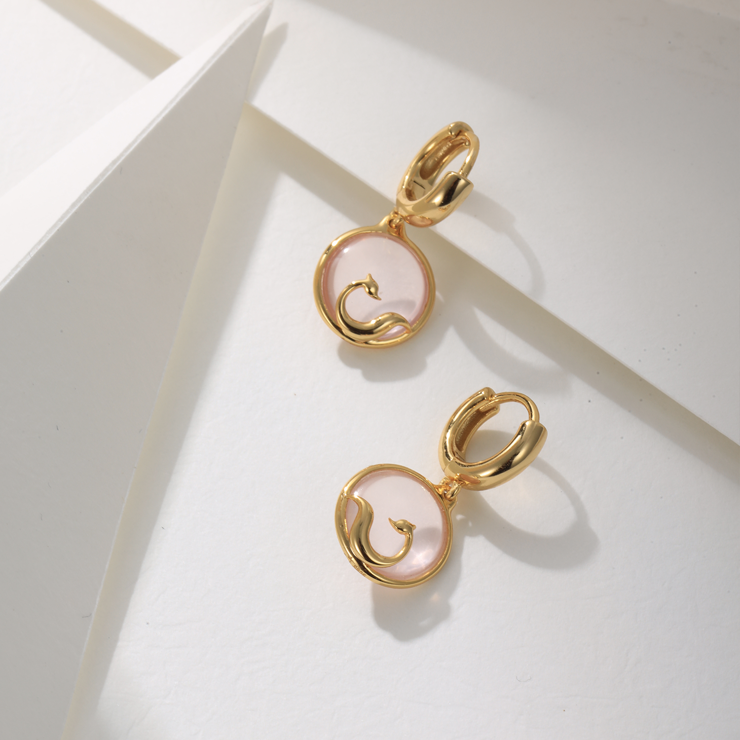 Rose Quartz Vive Hoops
