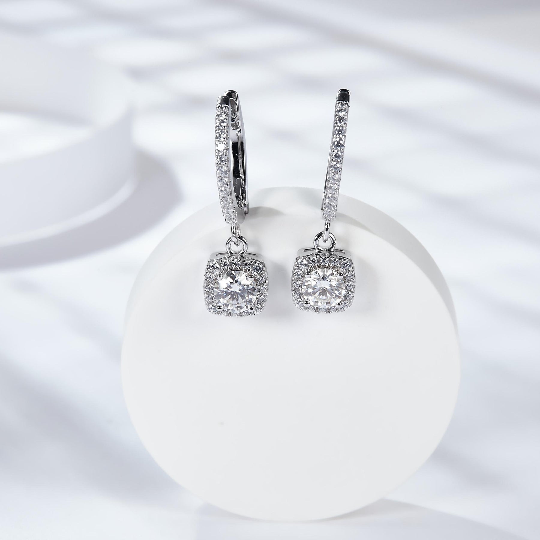 SH S925 Silver Moissanite Diamond Drop Earrings
