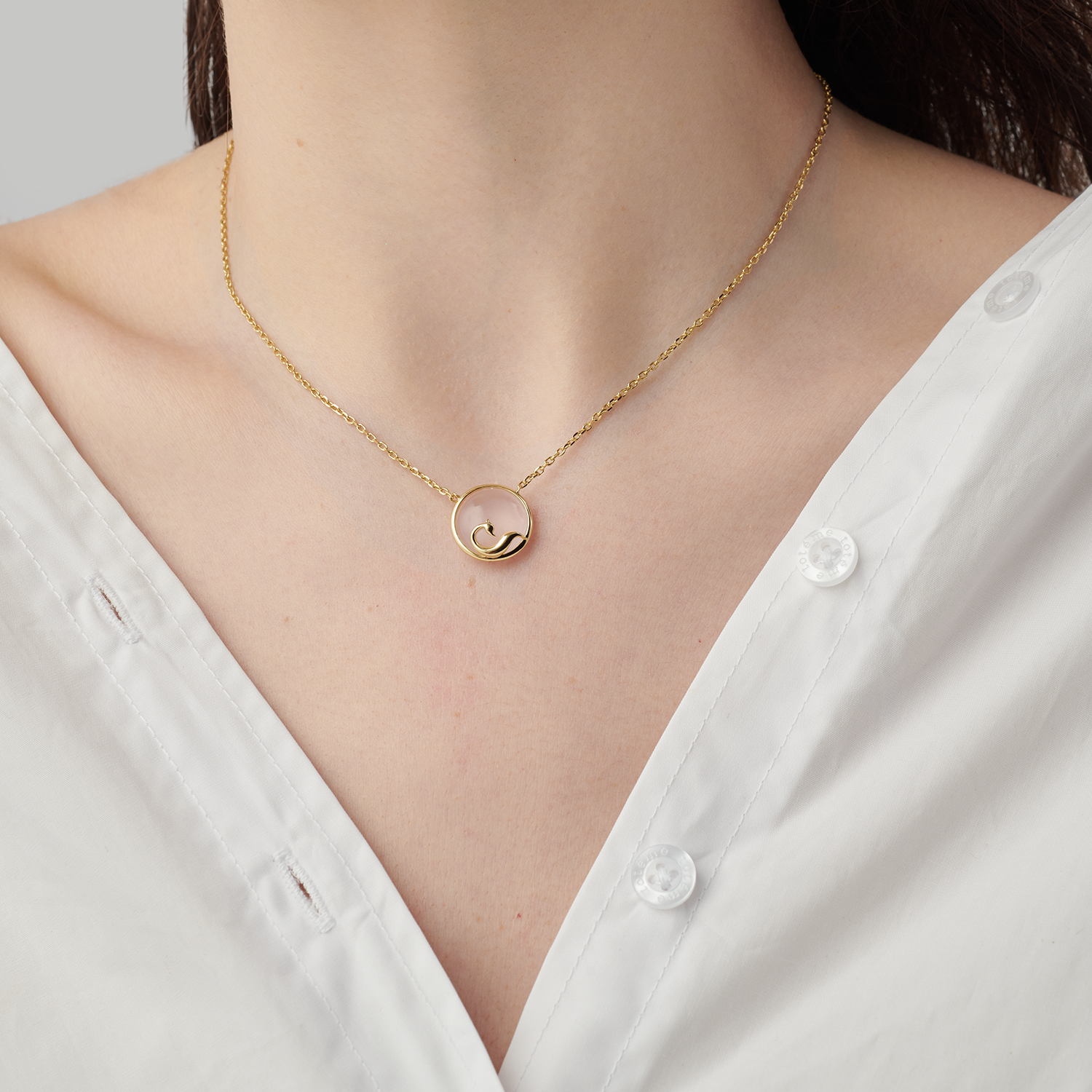 【02LIVE # link 56- BUY 1 GET 1 free ring】Rose Quartz Pendant Necklace LC001