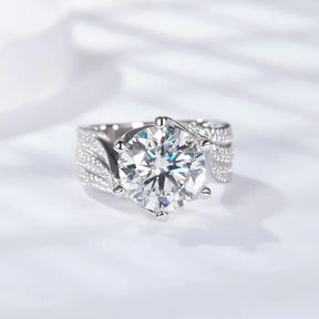 【02LIVE # link 37- BUY 1 GET 1 free ring 】R3-0011 S925 Silver Moissanite Diamond Ring Wedding 5ct Ring Deep Sea Coral