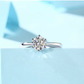【02LIVE # link 1 】S925 Silver Adjustable Moissanite Ring Class Six Claws Rings 1CT  R9094-6.5