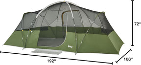 Slumberjack 8 Person Hybrid Dome Family Camping Tent with 2 Rooms