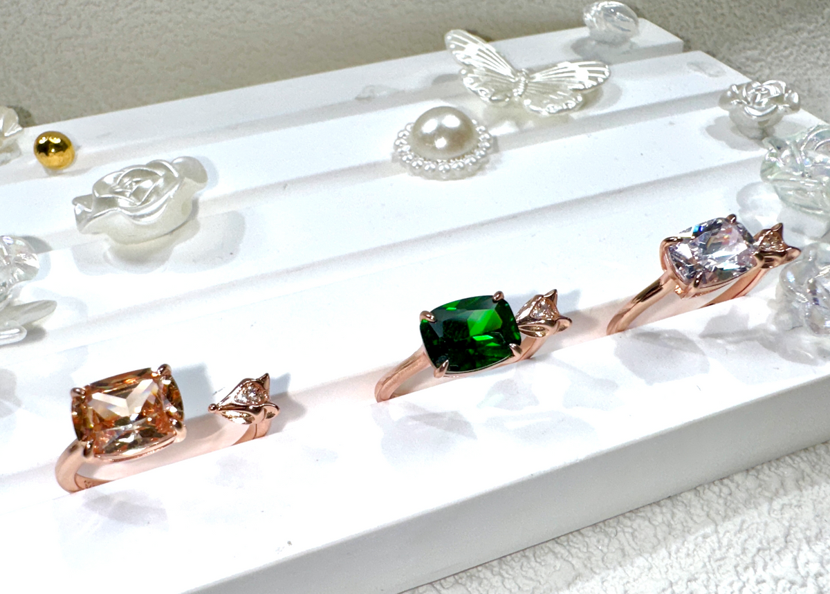 【02LIVE # link 16 - BUY 1 GET 1 free ring】14K Rose Gold Fox Zircon Ring KR1164