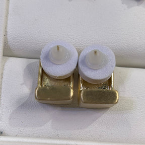 Vivian 22 Golden plated vintage earrings square design alloy copper