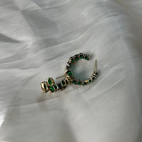 Vivian #10 [green zircon earrings hoops golden plated alloy copper]