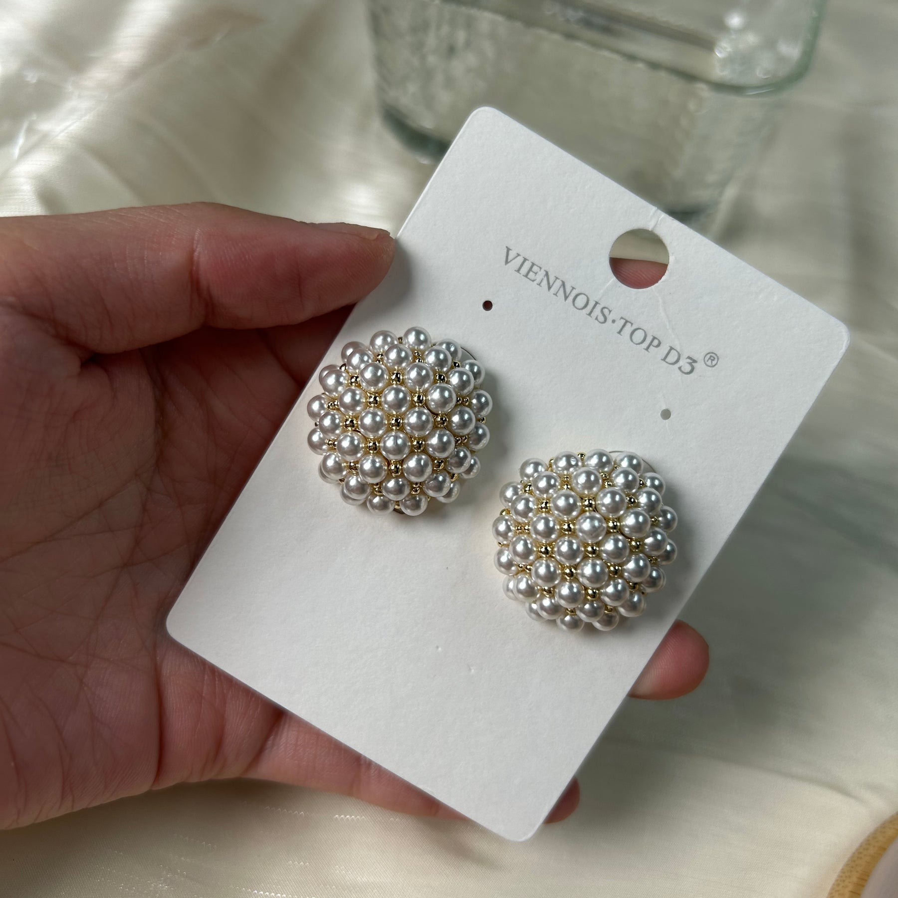 Vivian #12 [pearl earrings studs gold plated alloy copper]