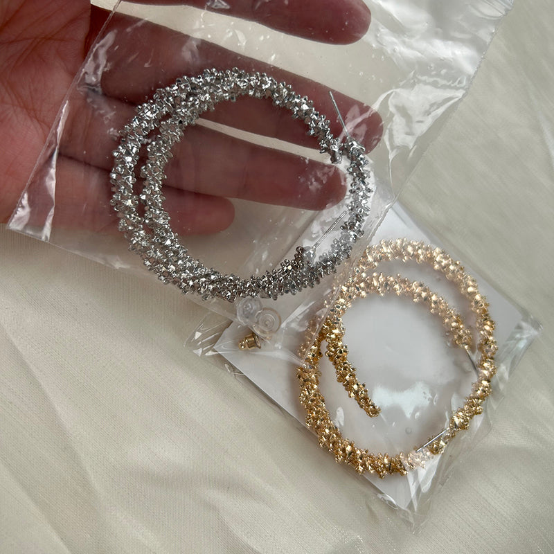 Vivian 17 golden and silver plated earrings hoops fancy design alloy copper