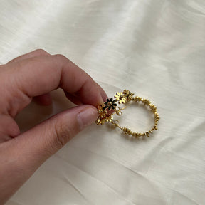 Vivian 18 daisy flower golden plated earrings hoops small size alloy copper