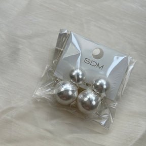 Vivian 19 double pearl earring studs silver plated alloy copper