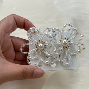Vivian 20 pearl flower earrings studs fancy design alloy copper
