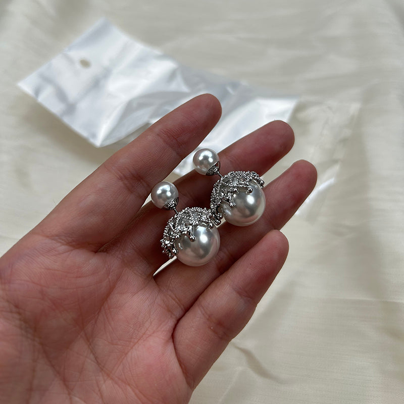 Vivian 21 artificial pearl princess design earrings studs alloy copper