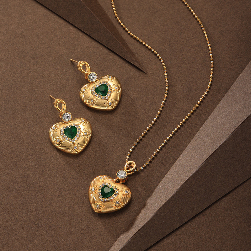 Vivian #6 [fancy green zircon necklace golden plated alloy copper]