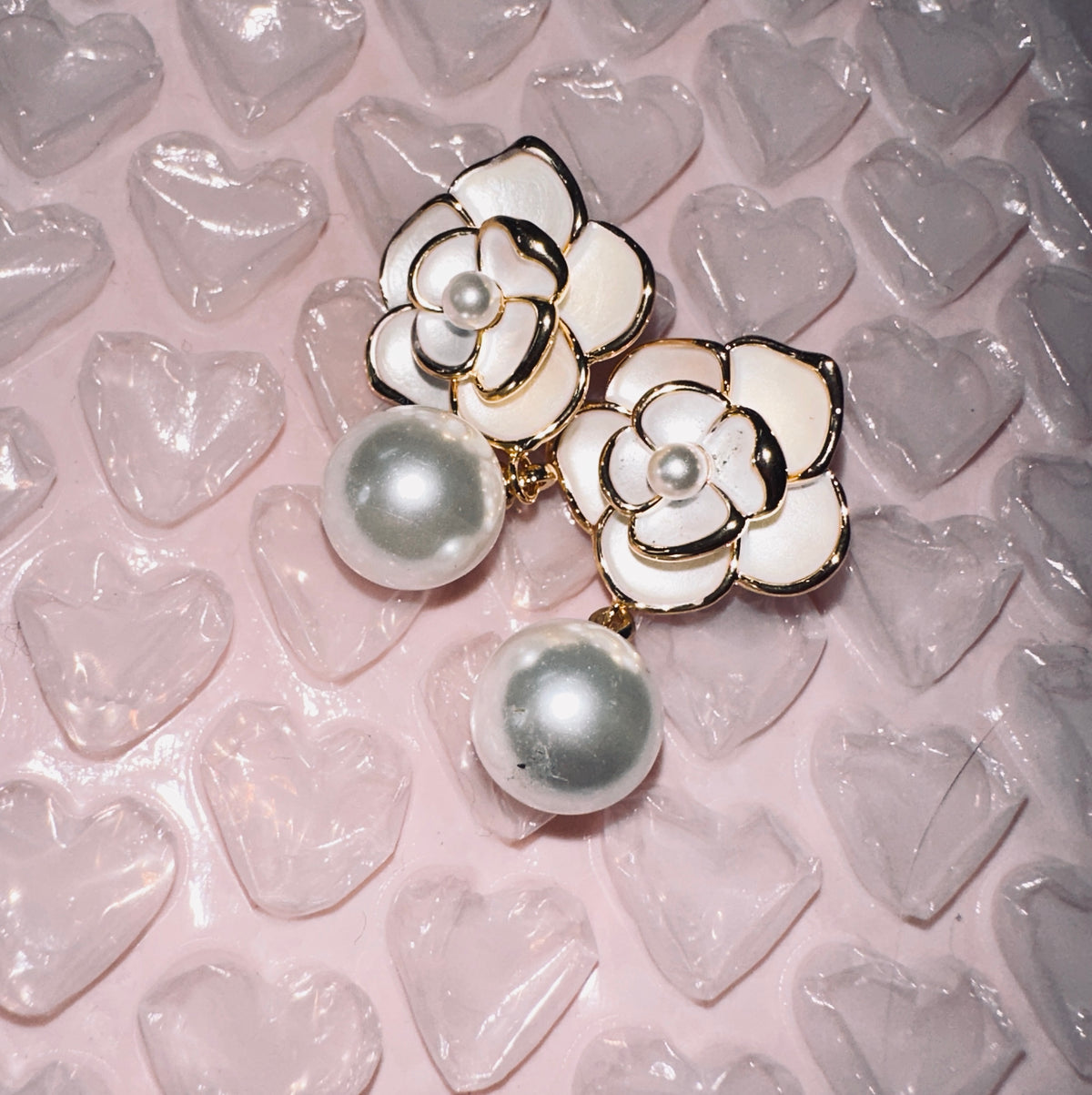 Vivian 44 white rose pearl earrings dangling alloy copper