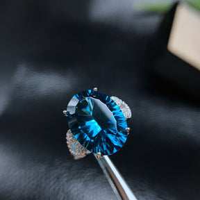S925 Silver Natural London Blue Topa Ring