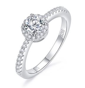 Round S925 Silver Moissanite Diamond Ring