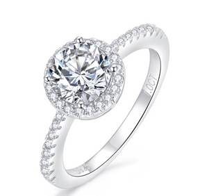Round S925 Silver Moissanite Diamond Ring