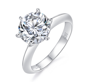 Classic Six-prong S925 Silver Moissanite Diamond Ring