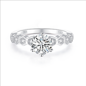 【02LIVE # link 33 - BUY 1 GET 1 free ring 】RM1011 Silver Moissanite Diamond Bee Trough Rings 1/2 Carat