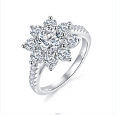 【02LIVE # link 15 - BUY 1 GET 1 free ring 】 S925 Silver Moissanite Diamond Hairui Sunflower Rings 1Carat RM1026