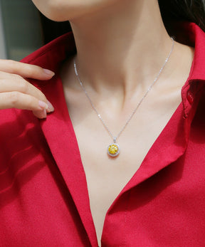 Adjustable Moissanite Royal style Necklaces P9373-6.5 Yellow Diamond