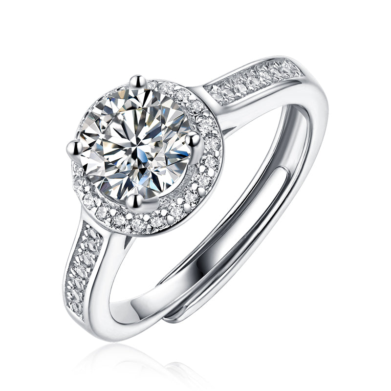 Adjustable Moissanite Luxury Round bag Rings R4494-6.5（BUY 1 GET 1 Present ）