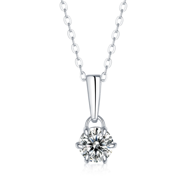PM5001 Silver Moissanite Diamond Classic six Claw Pendant Necklaces