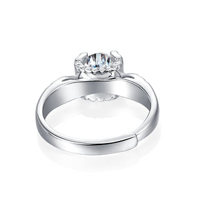 Adjustable Moissanite dovetail cow head Rings R11564-6.5（BUY 1 GET 1 Present ）