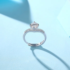 Adjustable Moissanite Princess Crown Rings R9210-6.5（BUY 1 GET 1 Present ）