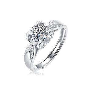 Adjustable Moissanite dovetail cow head Rings R11564-6.5（BUY 1 GET 1 Present ）