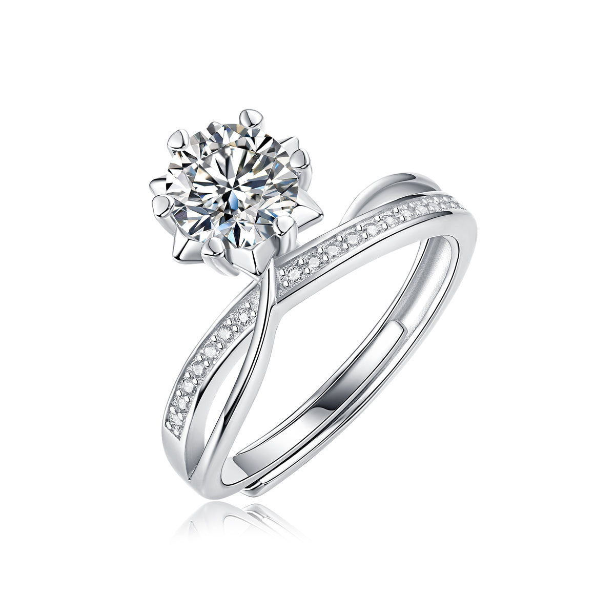 Adjustable Moissanite Starlight Snowflake Rings R11567-6.5（BUY 1 GET 1 Present ）