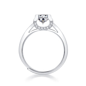 Adjustable Moissanite dovetail cow head Rings R11564-6.5（BUY 1 GET 1 Present ）
