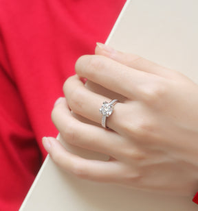 Adjustable Moissanite heart bud Rings R11551-6.5