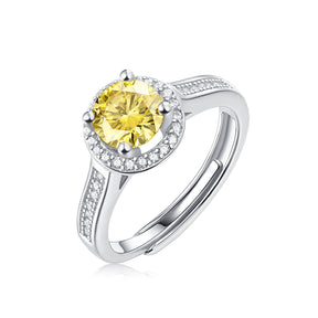 【02LIVE # link 58- BUY 1 GET 1 free ring】Adjustable Moissanite Lumby Rings R4494-6.5 Yellow Diamond