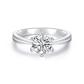 RM1004 Silver Moissanite Diamond Pearl Edge Six Claws Rings 1/2/3 Carat（BUY 1 GET 1 Present ）